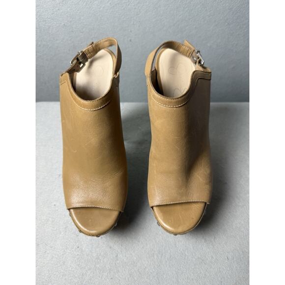 Jessica Simpson Daine Mule Clog Camel Beige Leather Studded Slingback Heel 8.5 - Picture 6 of 14